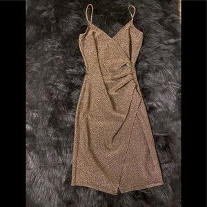 Windsor Black and Gold Slit Mini Dress